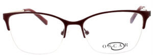Oscar de la Renta clear frame glasses with red trim